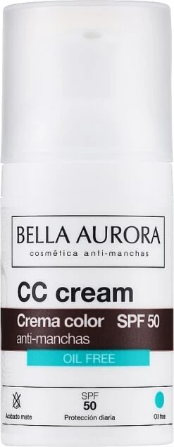 Bella Aurora CC Anti-Spot Cream SPF50 Oil Free - Facial CC Cream SPF50 For Oily & Combination Skin